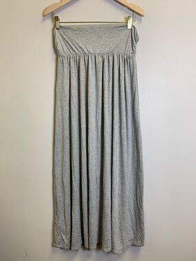Isaac Liev Strapless Maxi Dress in Light Gray